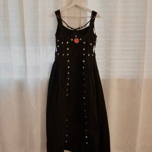 Chic Black Maxi Dress with Button Accents